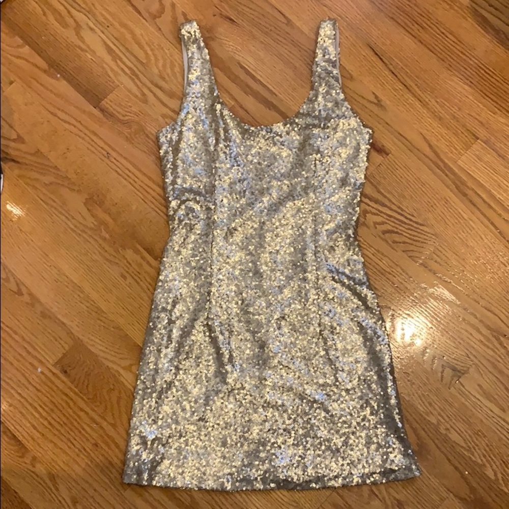 Tobi Gold Sequin Got Your Back Bodycon Dress - Small